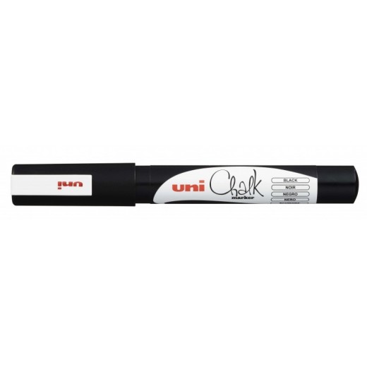 Uni-ball PWE-3MS Marcador de Tiza Liquida - Punta Conica 0.7mm - Borrado en Humedo - Resistente a la Lluvia - Color Negro