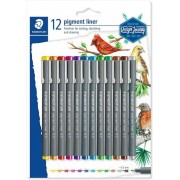 Staedtler Pigment Liner 308 Pack de 12 Rotuladores Calibrados - Trazo 0.5mm - Secado Rapido - Colores Surtidos