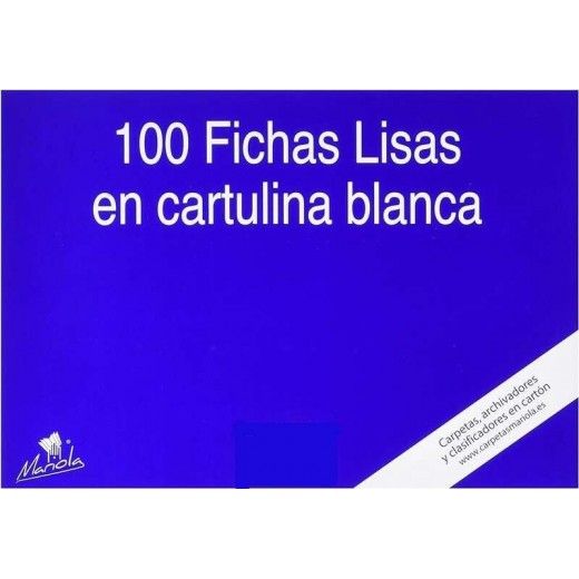 Mariola Pack de 100 Fichas Lisas Nº5 para Fichero - Medidas 215x160mm - Color Blanco