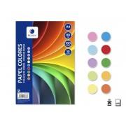 Golden Pack con 100 Hojas de Papel de Colores A4 80gr - 10 Hojas por Color - Colores Surtidos