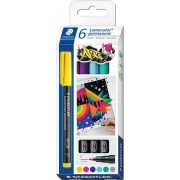 Staedtler Lumocolor 318 C6 Pack de 6 Rotuladores Permanentes - Trazo de 0.6mm Aprox - Secado Rapido - Colores Surtidos