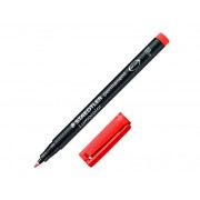 Staedtler Lumocolor 318 Rotulador Permanente - Punta Fina Redonda - Trazo 0.6mm - Capuchon con Clip - Secado Rapido - Color Rojo