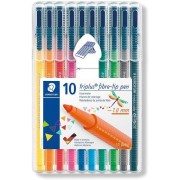 Staedtler Triplus Color 323 Pack de 10 Rotuladores de Punta Fina - Trazo de 1mm Aprox - Tinta Base de Agua - Colores Surtidos