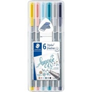 Staedtler Triplus Fineliner 334 Pack de 6 Rotuladores de Punta Fina - Trazo 0.3mm Aprox - Tinta Base de Agua - Colores Surtidos