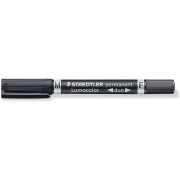 Staedtler Lumocolor 348 Rotulador Permanente de Doble Punta - Secado Rapido - Color Negro