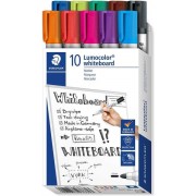 Staedtler Lumocolor 351 Pack de 10 Marcadores para Pizarra Blanca - Punta 2mm Aprox - Secado Rapido - Colores Surtidos