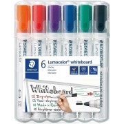 Staedtler Lumocolor 351 Pack de 6 Marcadores para Pizarra Blanca - Secado Rapido - Colores Surtidos