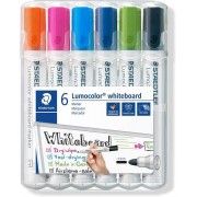 Staedtler Lumocolor 351 Pack de 6 Marcadores para Pizarra Blanca - Secado Rapido - Colores Surtidos