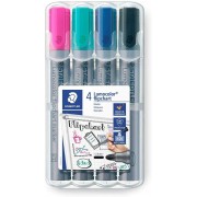 Staedtler Lumocolor Flipchart 356 Pack de 4 Marcadores Permanentes - Tinta Base de Agua - Colores Surtidos