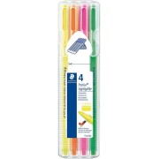 Staedtler Triplus Textsurfer 362 Pack de 4 Marcadores Fluorescentes - Trazo 1 - 4mm Aprox - Tina Base de Agua - Colores Surtidos