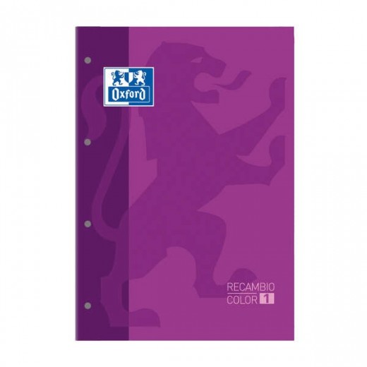 Oxford School Classic Cuaderno de Recambio - Tamaño A4 - Tapa Blanda - Encolado - 80 Hojas - Cuadricula 5x5 - Color Morado