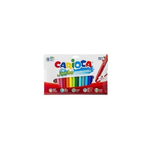 Carioca Jumbo Pack de 18 Rotuladores - Punta 6mm - Superlavable - Colores Surtidos