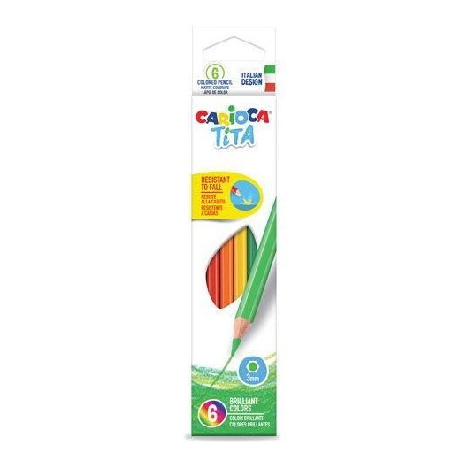 Carioca Tita Pack de 6 Lapices de Colores - Cuerpo Hexagonal - Mina Resistente - Colores Surtidos