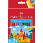 Faber-Castell Castle Pack de 12 Rotuladores - Tinta con Base de Agua Lavable - Colores Surtidos