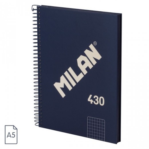 Milan Serie 1918 Cuaderno Espiral Formato A5 Cuadricula 5x5mm - 80 Hojas de 95 gr/m2 - Microperforado