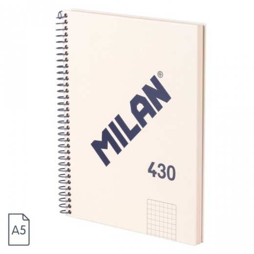 Milan Serie 1918 Cuaderno Espiral Formato A5 Cuadricula 5x5mm - 80 Hojas de 95 gr/m2 - Microperforado