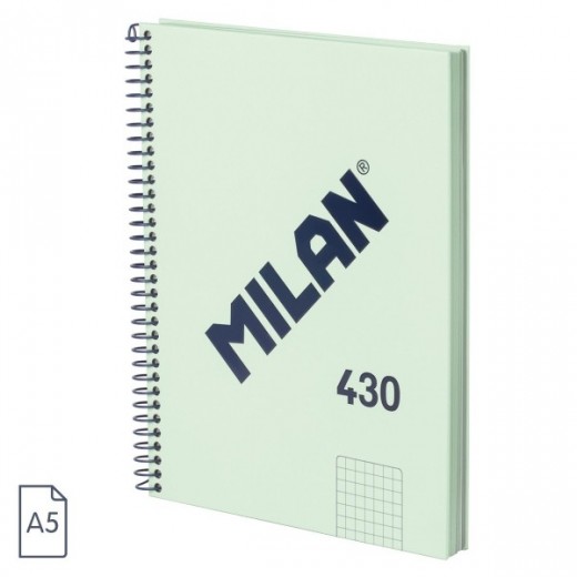 Milan Serie 1918 Cuaderno Espiral Formato A5 Cuadricula 5x5mm - 80 Hojas de 95 gr/m2 - Microperforado