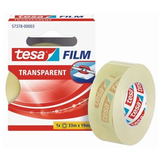 Tesa Tesafilm Cinta Autoadhesiva Transparente 19mmx33m - Resistente al Desgarro - Sin PVC