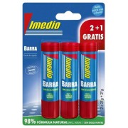 Imedio Pack de 3 Barras de Pegamento de 21grs - Sin Disolventes - Lavable - Apto para Uso Escolar