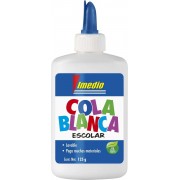 Imedio Cola Blanca Escolar 125gr - Sin Disolventes - Bote Blando Ideal para Niños - Con Espatula Incorporada