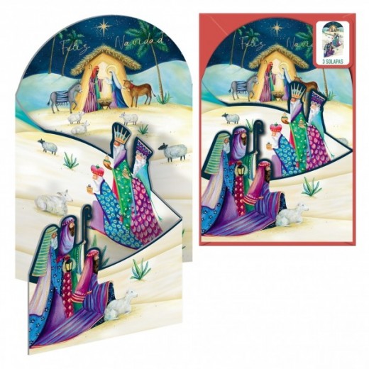 Dohe Estrella de Oriente Pack de 6 Tarjetas Desplegables de Felicitacion Navideña con Sobre - Impresas a todo Color