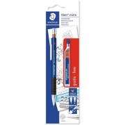 Staedtler Mars Micro Pack de 1 Portaminas 0.5mm + 1 Tubo de 12 Minas - Minas HB - Zona de Agarre de Goma