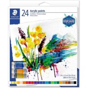 Staedtler 8500 Pack de 24 Tubos de Pintura Acrilica - Facil de Mezclar - Para Amplia Variedad de Superficies - Colores Surtidos