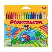 Bic Kids Plastidecor Caja de 18 Lapices de Cera - Extraresistentes - Facil de Sacar Punta - No Mancha