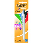 Bic 4 Colours Shine Boligrafo de Bola Retractil - Punta Media de 1.0mm - Tinta con Base de Aceite - 4 Colores de Tinta