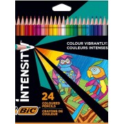 Bic Intensity Triangle Caja de 24 Lapices para Colorear Triangulares - Mina de 3.20mm - Fabricados sin Madera - Colores Surtidos