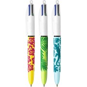 Bic 4 Colours Velours Boligrafo de Bola Retractil - Punta Media de 1.0 mm - Tinta con Base de Aceite - Diseño Jungla