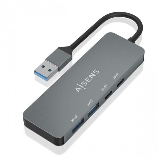 Aisens Hub USB 3.2 GEN2 10G USB-A - USB-A/M-2xUSB-C/H-2xUSB-A/H -  15cm - Color Gris