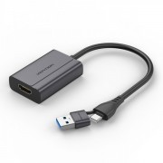 Vention Adaptador USB Tipo-C Macho a USB Macho/HDMI Hembra - Color Gris