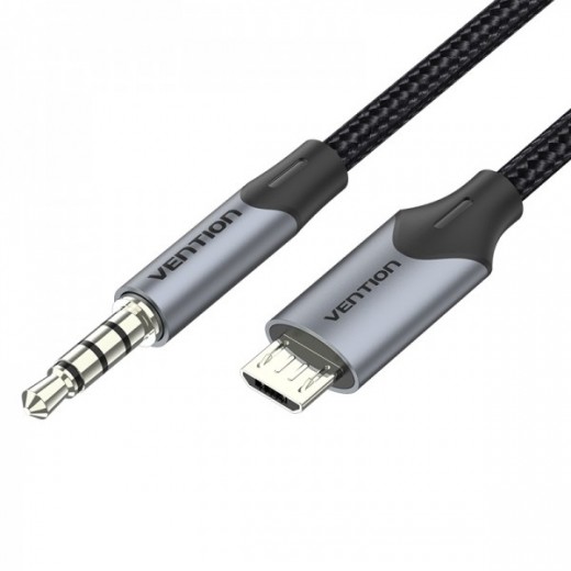 Vention Cable Audio MicroUSB Macho a Jack 3.5 Macho - 1.5m - Color Negro