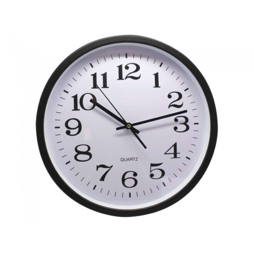 Bismark Reloj Oficina Grande - Lente de Cristal - Manecillas de Aluminio - Esfera de PVC - Color Negro