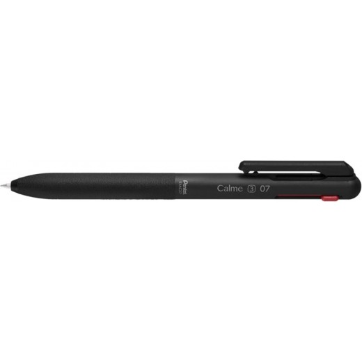 Pentel Calme Boligrafo Retractil de 3 Colores 0.7mm - Cuerpo Color Negro - Colores Tinta Azul