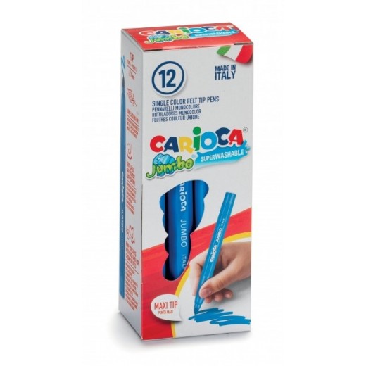 Carioca Jumbo Rotulador - Cuerpo Octogonal Maxi - Tinta Superlavable - Punta Maxi 6mm Bloqueada - Tapa Ventilada - Color Varios