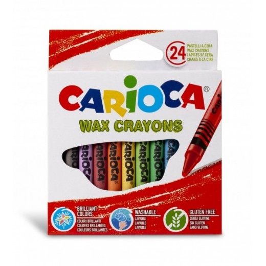 Carioca Pack de 24 Ceras Pastel - Colores Brillantes - Lavables - Cuerpo de Ø 8mm - Color Varios