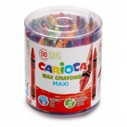 Carioca Maxi Pack de 50 Ceras Jumbo - Colores Brillantes - Lavables - Cuerpo de Ø 12mm - Color Varios