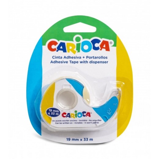 Carioca Portarollos + Cinta Adhesiva Transparente 19mm x 33m - No Amarillea con el Tiempo - Ideal para Papel y Carton