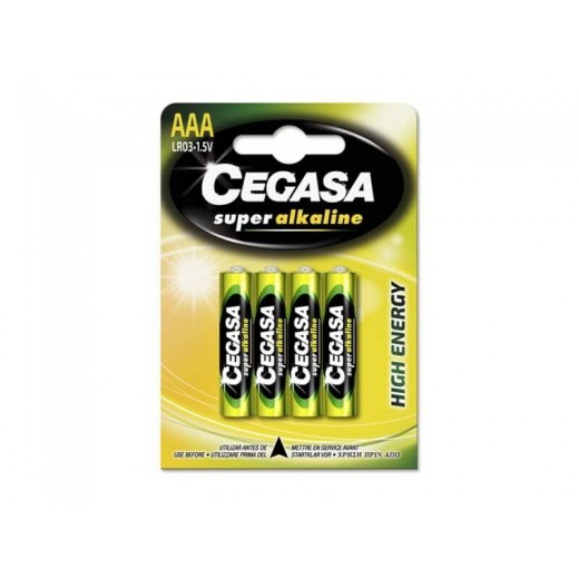 Cegasa Super Alcaline Pack de 4 Pilas LR03 AAA - Alta Tecnologia - Fiabilidad - Elevado Rendimiento - Maximas Prestaciones