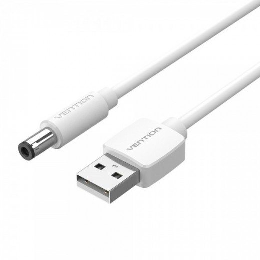 Vention Cable Alimentacion USB-A Macho a DC 5.5mm Macho - 1.5m - Color Blanco