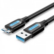 Vention Cable USB 3.0 Macho a MicroUSB Macho 2A 10W 5Gbps - 0.5m - Color Negro