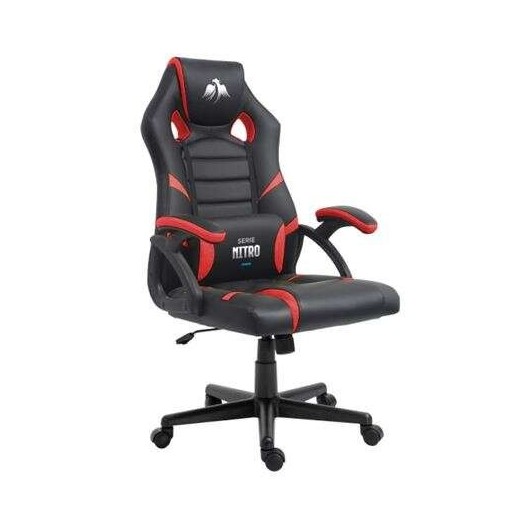 Cromad Serie Nitro Silla Gaming - Altura Regulable con Piston de Gas Clase 2 - Cojin Lumbar - Color Negro/Rojo