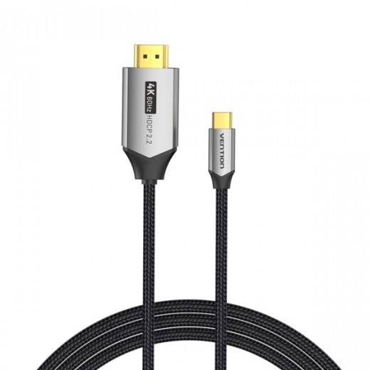 Vention Cable USB-C a HDMI 4K - Alta Resolucion 4K@60Hz - Plug & Play - Conectores Chapados en Oro - Color Negro