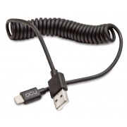 DCU Tecnologic Cable Lightning Rizado - 1.5m - Conductor de Cobre - Conectores de Aluminio - Color Negro