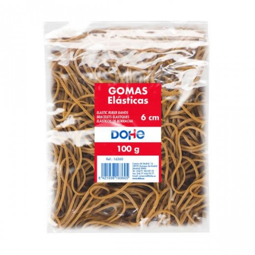 Dohe Gomas Elasticas - Longitud 6cm - Fabricadas en Latex de Gran Resistencia y Elasticidad - Bolsa de 100gr