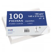 Dohe Fichas de Cartulina Offset Blanca de 180g - 100 Unidades - Rayadas