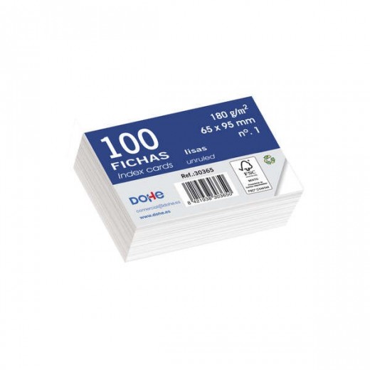 Dohe Fichas de Cartulina Offset Blanca - 180g - Paquete de 100 Unidades