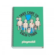 Dohe Playmobil Cuaderno Espiral de 100 Hojas Microperforadas Cuadricula 5mm A4 - Tapa Dura Carton Forrado - Bandas de Color